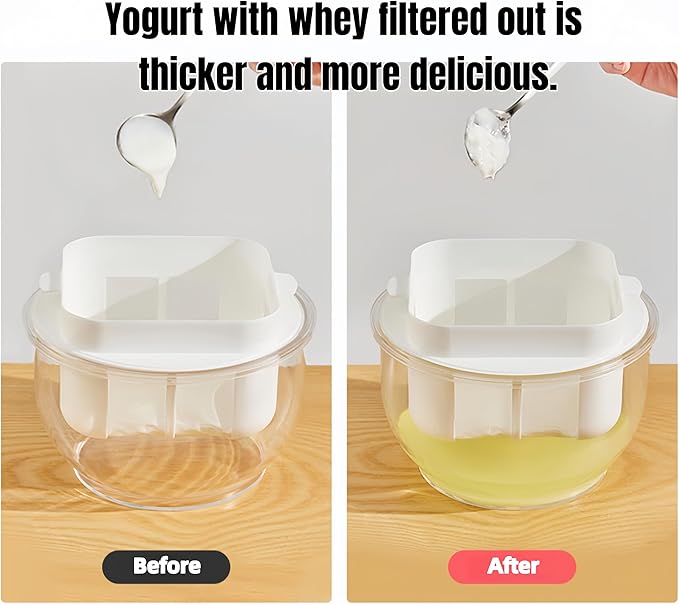 Yogurt Strainer with Spring-[2.2QT/0.56GAL] Large Capacity, [1.16QT/0.29GAL] Filter Volume, 304 Stainless Steel Mesh Yogurt Maker, BPA-Free Detachable Greek Yogurt Strainer for Homemade Thick Yogurt