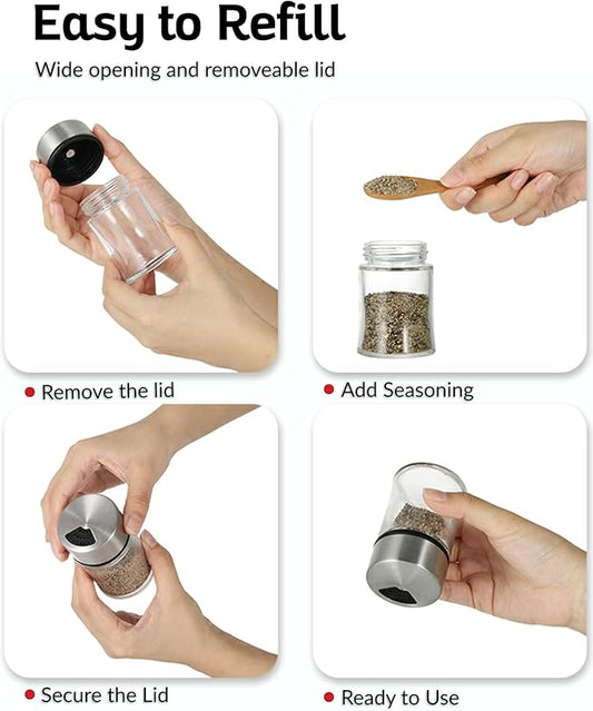 Multi-Function Stainless Steel Salt & Pepper Shaker with Adjustable Sprinkler | Salt Dispenser for Coffee, Protein Powder, Herbs, Spices, Condiments, Baking, Powdered Sugar & Kitchen Essentials