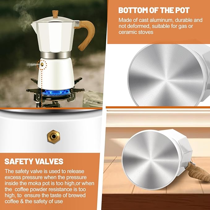DITOSH 6 Cup Aluminum Espresso Stovetop Moka Pot Express Coffee Maker Percolator Italian Classic Mocha Coffee Machine for Italian and Cuban Cafe Brewing for Home & Camping 300ml 10oz