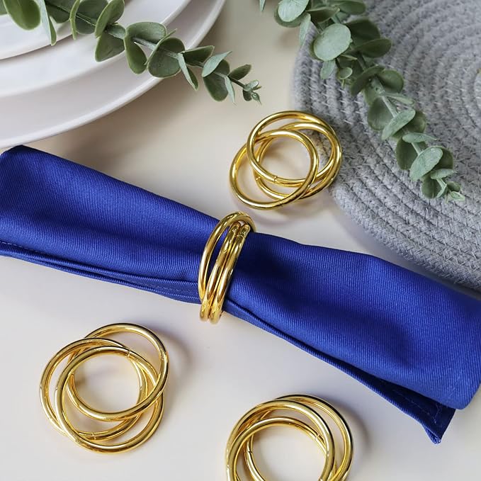 Napkin Rings Set of 8,Gold Napkin Ring Holders for Spring,Wedding,Easter, Birthday,Valentine,Holiday, Hotel, Dinner Party,Christmas and Table