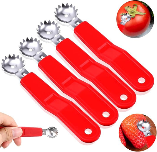 4 Pcs Tomato Corer Tool Stainless Steel Strawberry Huller Stem Remover Tomato Strawberry Top Remover Kitchen Vegetable Fruit Corer Tool Dessert Preparation Salad Making