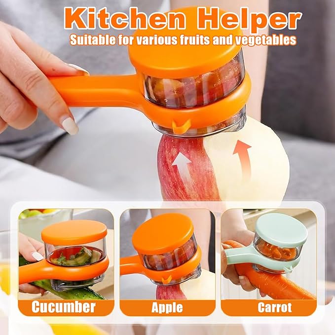 Upgrade Fruit & Vegetable Kitchen Peeler with Storage Box -Safe and Efficient Double-Sided Sharp Stainless Steel Blade,Easy to Clean Peeler with Box Storage,Mess-Free Vegetable & Fruit Prep(Orange)