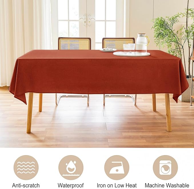AUSSPVOCT Faux Linen Fall Table Cloth Rectangle Table 60x104 Water Resistant Spill-Proof Wipeable Wrinkle Free Fabric Tablecloth Rectangular Dining Cover for Birthday Party Farmhouse Outdoor Kitchen