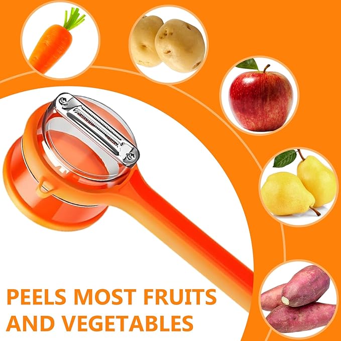 2Pcs New Kitchen Special Fruit Peeler with Box Storage, 2026 Upgraded Double-Sided Stainless Steel Blade, Peeler With Container, Vegetable Peelers for Kitchen Fruit Peeling Supplies (Green&Orange)