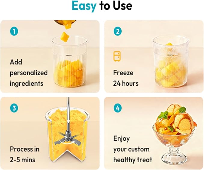 Homemade Ice Cream Maker Machine - 12-in-1 Ice Cream Maker with 2 Pint Containers & Lids, Gelato, Sorbet and Frozen Yogurt Maker, Self-Cleaning, Family Size, Black,Pre-freeze for 24 Hours
