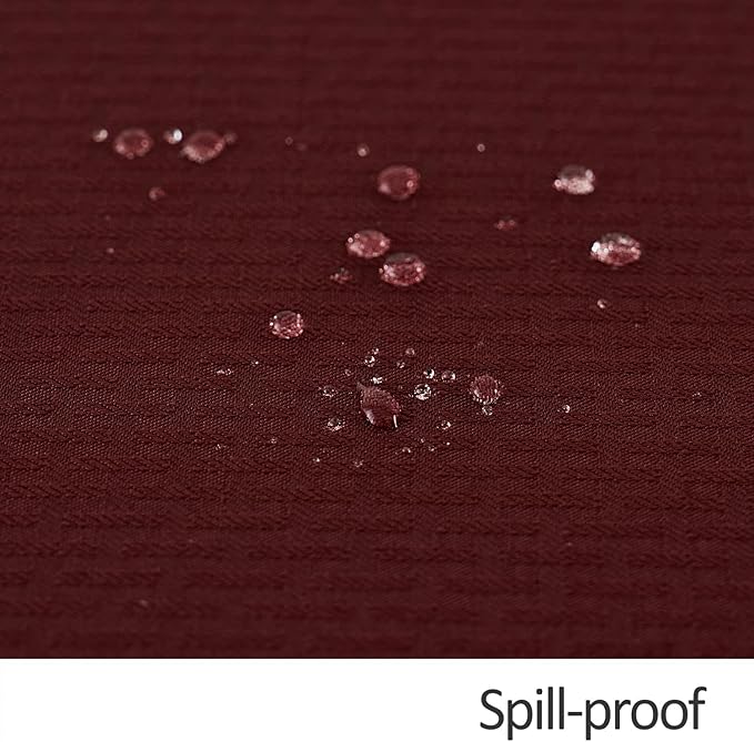maxmill Square Tablecloth Weaved Texture Stain Resistant Waterproof Wrinkle Free Washable Soft Table Cloth, Decorative Fabric Table Cover for Dining Room Dinner and Parties, 52 x 52 Inch, Burgundy
