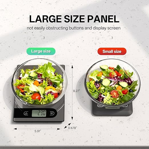 5kg/11lb Food Scale， Digital Kitchen Scale Weight Grams and Ounces for Baking Cooking Coffee Package Postage， Auto-Off Setting， LCD Display， Stainless Steel and Tempered Glass