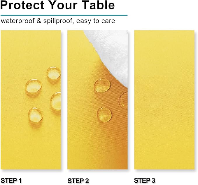 Hiasan Yellow Tablecloth for Rectangle Tables - Waterproof and Spillproof Washable Fabric Table Cloth for Dining Room Kitchen Party, 60 x 84 Inch