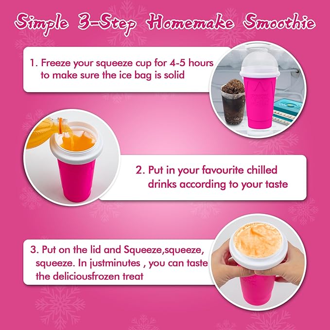 500ML Slushie Maker Cups, Magic Quick Frozen Smoothies Cup for Homemade Milk Shake Ice Cream Makers, Cooling Cups, Double Layer Squeeze Slushy Cup, Birthday Gifts for Boy, Girls,Friends,Family