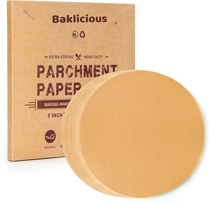 Baklicious 250Pcs 8 Inch Parchment Paper Rounds. Non Stick Round Parchment Paper, Baking Parchment Circles for Cake Baking, Patty Separating, Tortilla Wrapping