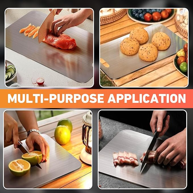 Tavano Titanium Cutting Board,100% Pure Titanium Cutting Boards for Kitchen,Food-Grade Double Side Available Non Toxic Chopping Board,Dishwasher Safe Hygiene Durable Boards(1PC-M)