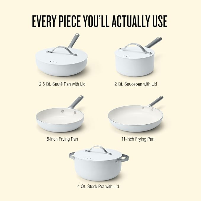 Alva Mobi 8-Piece Ceramic Nonstick Cookware Set – Toxic-Free Pots & Pans with Lids | Induction & Oven Safe to 400°F | Recycled Aluminum, Stainless Steel Handles | Belgian Design