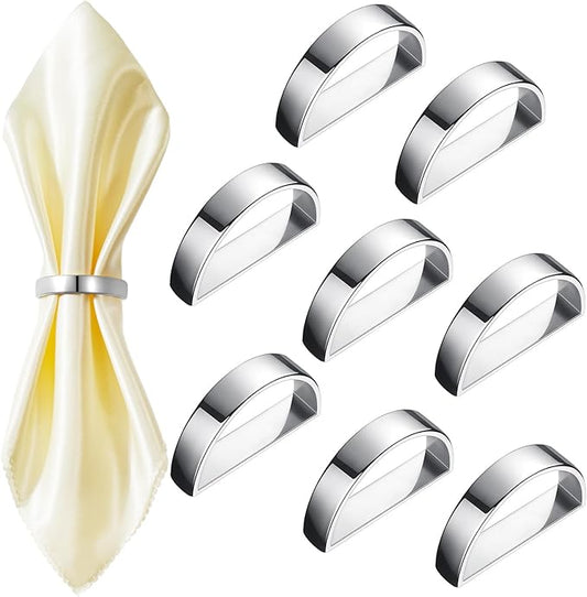 20 Pcs Stainless Steel Napkin Rings Metal Napkin Ring Holders Easter Modern Serviette Buckles Metallic Adornment for Spring Table Kitchen Dinner Party Wedding(Bright Silver Semicircle)