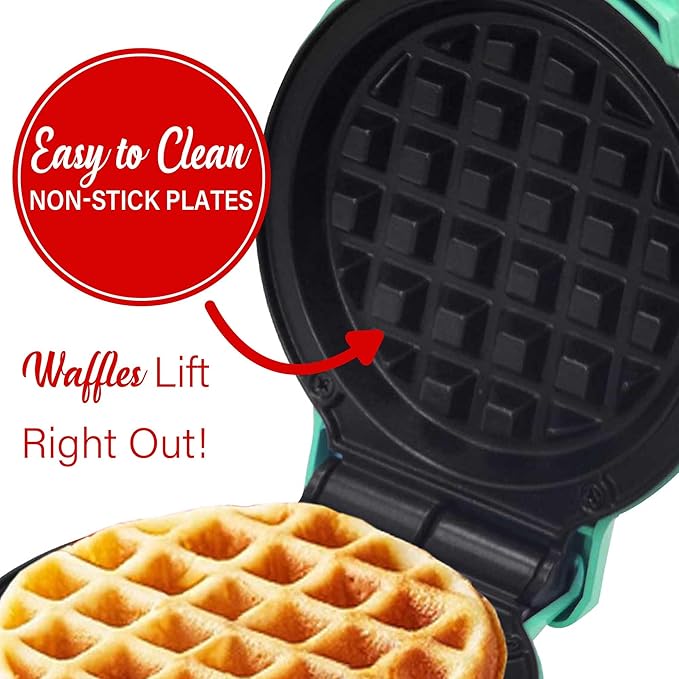 Brentwood 5” Non-Stick Mini Maker for Waffles, Keto Chaffles, Hash Browns, and More (Blue)