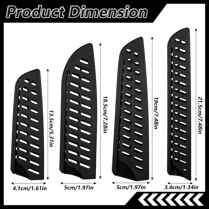 4PCS Plastic Knife Guard Set, Universal Knife Sheath Blade Covers for Kitchen, Plastic Knifies Edge Guards for Paring Utility Bread Nakiri Chef Knives - Black