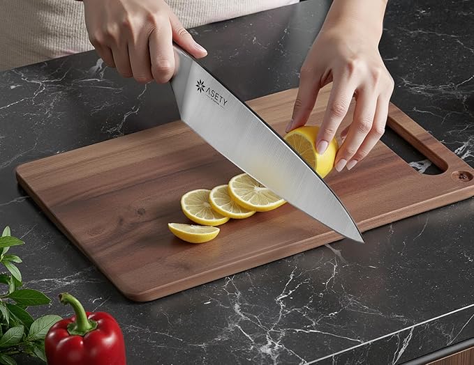 Knife Set - Ultra Sharp Knives Set for Kitchen with block, 15 PCS Stainless Steel Knife Set with Built-in Sharpener, Ergonomic Non-Slip Handle, Christmas Elegant Box for Men Women, Steel Grey