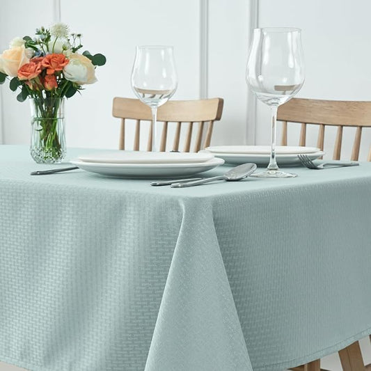 maxmill Square Tablecloth Weaved Texture Stain Resistant Waterproof Wrinkle Free Washable Soft Table Cloth, Decorative Fabric Table Cover for Dining Room Dinner Parties, 52 x 52 Inch, Dusty Blue