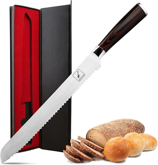 imarku Serrated Bread Knife,10-Inch German HC Stainless Steel of Slicer, Professional Grade Serrated Edge Cake Knife Bread Cutter for homemade Crusty, Best Birthday Gifts for Family and Friends
