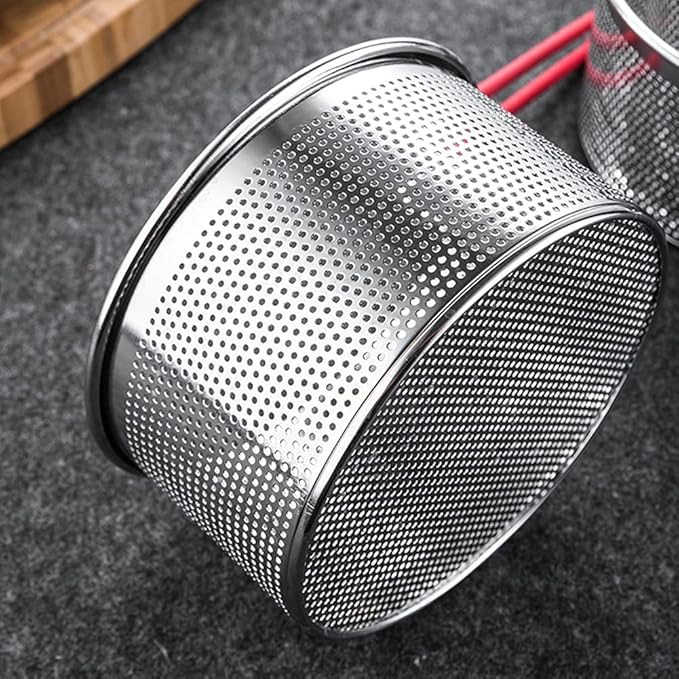 Stainless Steel Deep Frying Basket with Long Handle, Fried Food Filter Basket, Pasta Strainer Colander for Home Restaurant (SIZE:7.09 inch)