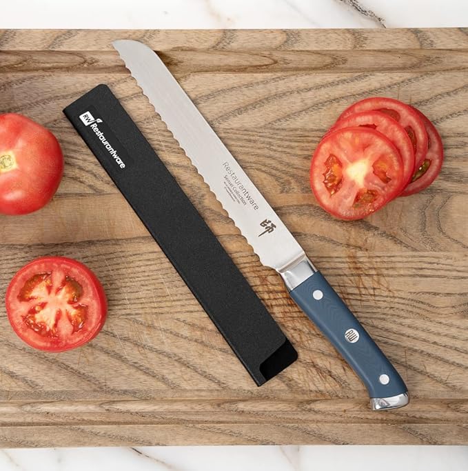 Restaurantware-Sensei 10 x 1.5 Inch Knife Sleeve, 1 Knife Protector - Fits Bread Knife, Felt Lining, Black Plastic Knife Blade Guard, Durable, Cut-Proof