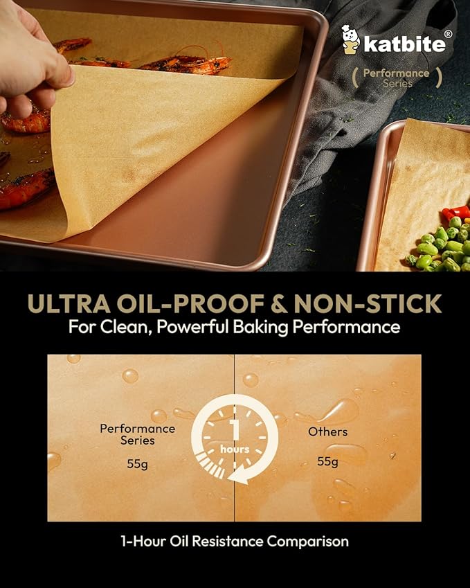 Katbite 400 Pcs Parchment Paper Sheets, 12x16IN Ultra-strong Unbleached Baking Paper Non-Stick for Professional Baking, Pre-cut Parchment Paper Suitable for Baking,Cooking [Performance Series]