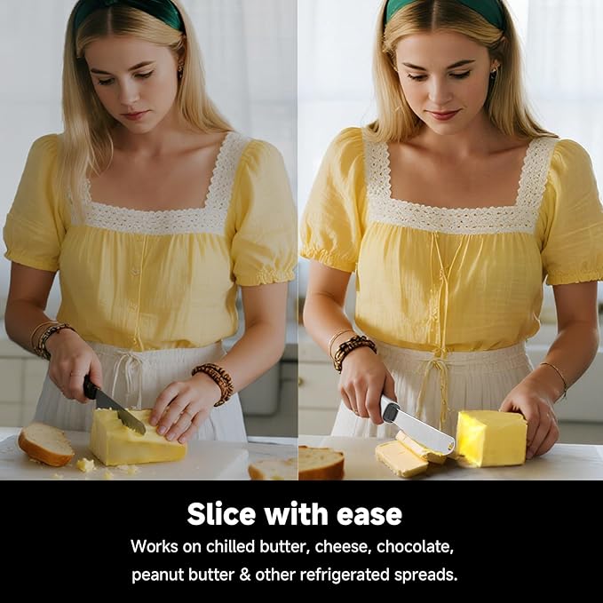 SEAINGO Heating Butter Knife Spreader - Rechargeable, Electric, Cordless, Heats up in 6 Seconds, Nonstick Stainless Steel Blade, ON/OFF Safety Lock Switch, 2 Warming Mode Can Quickly Melt Cold Hard Butter, Coconut Oil, Cheese, Cream, Jam, Mustard, for ...