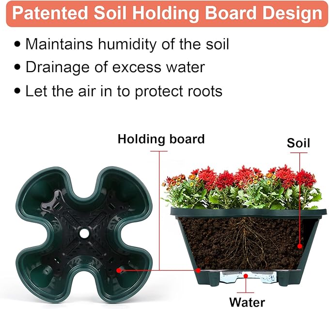 GameXcel Vertical Planter 4 Tier Stackable Planters Garden Planters Strawberry Herb Flower and Vegetable Planter Indoor Outdoor Gardening Pots with Removable Wheels and Tools