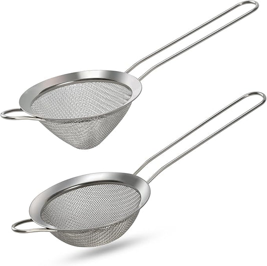 2-Pack Stainless Steel Fine Mesh Strainer – 3.35 Inch Tea & Coffee Sieve with Handle for Food, Liquid, & Cocktail – Dishwasher Safe