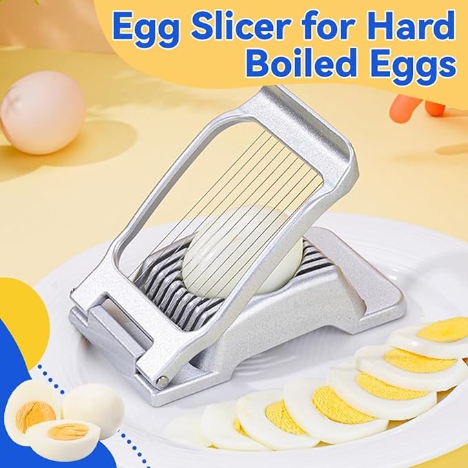 Stainless Steel Egg Slicer, Heavy Duty Multipurpose Fruit and Vegetable Cutter, Efficient Tool for Hard Boiled Eggs Tomatoes Strawberries and Mushrooms, Easy Clean Kitchen Gadget, 1-Pack