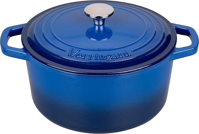 VORRINGARD Enameled Cast Iron Dutch Oven Pot with Lid, for Bread Baking, Round Bread Oven- include Sourdough Bread Baking Supplies Set, 6QT, Blue