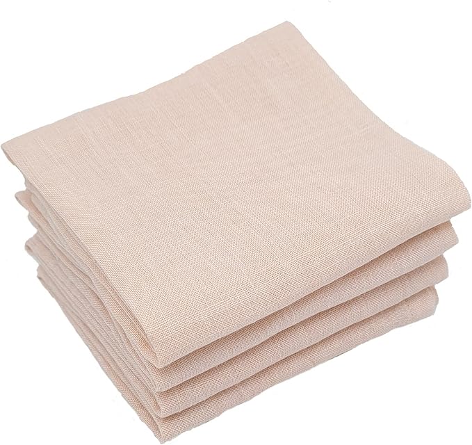 Marc Oliver Linen Cloth Napkins Pink. Set of 4, 20" x 20", Handsewn Hem with Mitered Corners. Soft Washed, Reusable Pure Linen Cloth Napkin for Dinner Table, Kitchen, Wedding, Restaurant