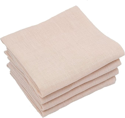 Marc Oliver Linen Cloth Napkins Pink. Set of 4, 20" x 20", Handsewn Hem with Mitered Corners. Soft Washed, Reusable Pure Linen Cloth Napkin for Dinner Table, Kitchen, Wedding, Restaurant