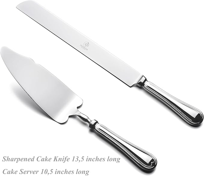 OTW PAVILION 2 Piece Wedding Cake Server Set,18/10 Stainless Steel Dessert Set Pie Server Cake Cutter Knife for Birthday,Anniversary,Holiday,Baby Shower,Party