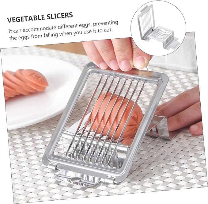 IMIKEYA Multifunctional Stainless Steel Egg Slicer Heavy Duty Cutter for Hard Boiled Eggs Mushrooms Cheese and Ham Easy to Clean Kitchen Wire Slicing Tool for Home and Professional Use