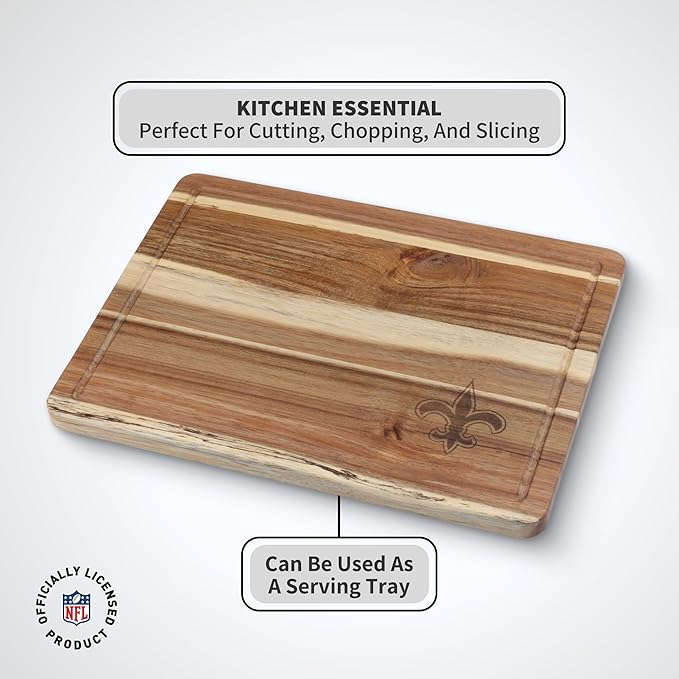 The Memory Company Officially Licensed NFL Acacia Cutting Board – 11.7" x 15.7" Durable Wood Chopping & Serving Board with Team Logo