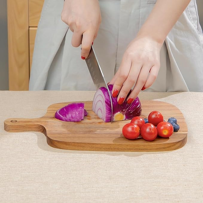Acacia Wood Cutting Board, Paddle Charcuterie Boards for Cheese, Meat, Pizza, Bread & Fruits