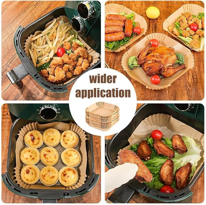 M-bestl 250 Pcs Air Fryer Liners Disposable,Food Grade Wood Pulp Parchment Paper Liners for Ninja DZ201 Dual Basket,Oil-proof& Non-stick(8.1x5.5 Inch,250Pcs)
