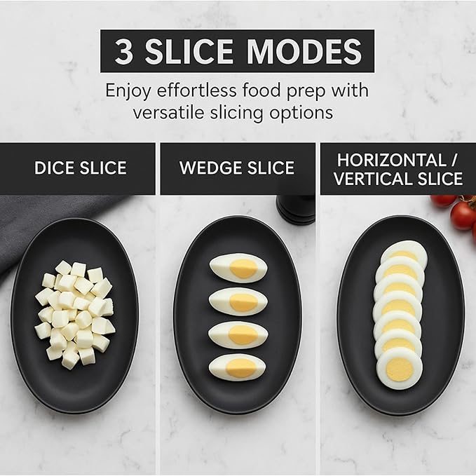 Egg Slicer for Hard Boiled Eggs – 3 in 1 Heavy Duty Stainless Steel Cutter, 3 Ways to Slice, Egg Dicer, Egg Chopper, Boiled Slicer, OXO Egg Slicer Alternative, Metal Egg Cutter