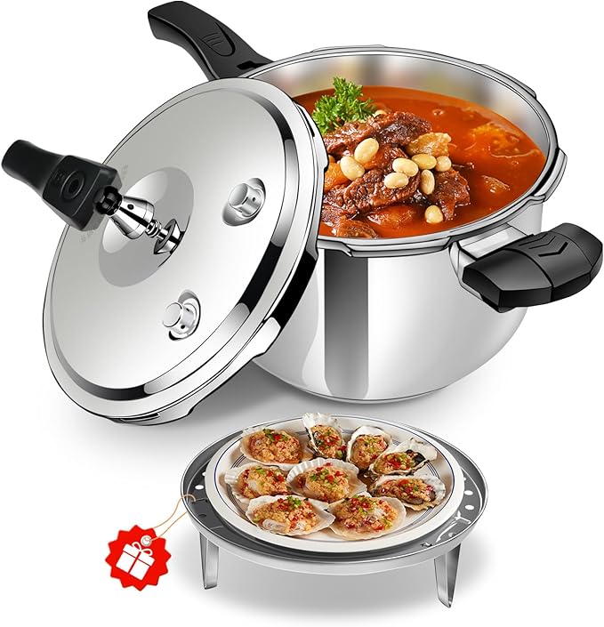 8-in-1 Stainless Steel Pressure Cooker with 8 Safety Features - 3 Quart, Fast & Even Cooking for Healthy Meals，pressure cooker stainless steel 3+qt small,mini pressure cooker