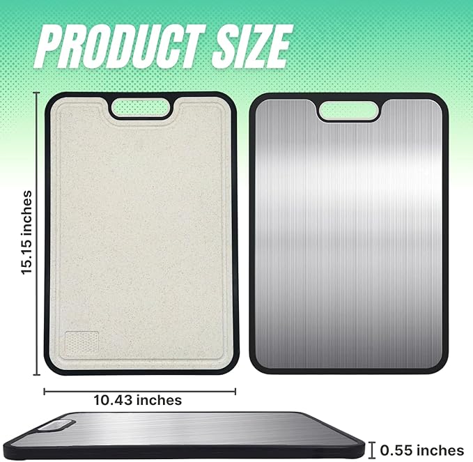 Titanium Cutting Board, 15''x10'' Pure Titanium Cutting Boards for Kitchen, Large Titanware/Wheat Straw Chopping Board with Handle, Gift for Women Wife Mom