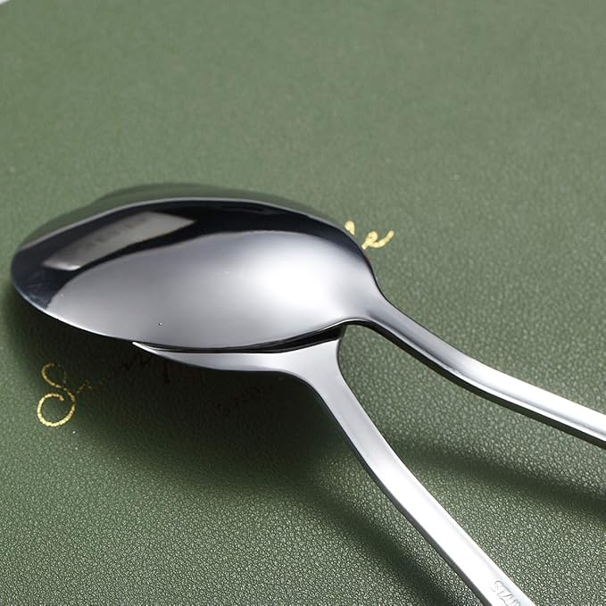 Kyraton 12 Pieces 7.5" Stainless Steel Table and Soup Spoons, Dishwasher Safe Set