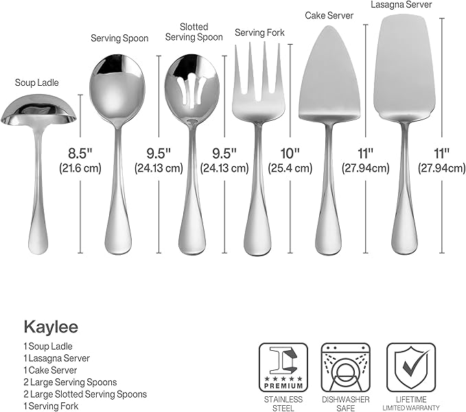 Gourmet Basics by Mikasa 5181046 Kaylee 8-Piece Stainless Steel Serving Set
