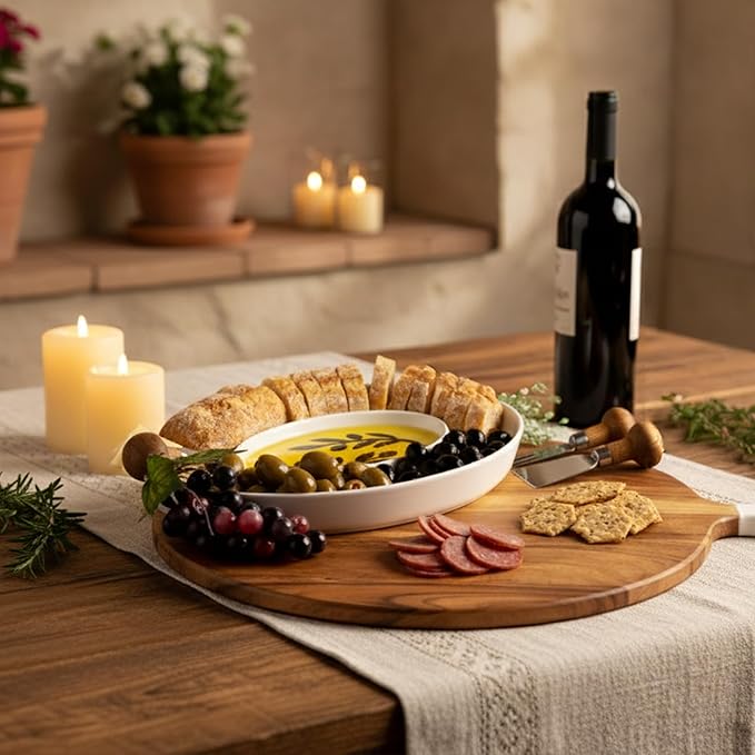 Chip and Dip Serving Set - 14"x10.5" Porcelain Serving Tray for Olive Oil, Balsamic Vinegar, Veggie Tray, Fruit Platter, Caviar Serving Set, Hosting Essentials, Party Trays and Platters
