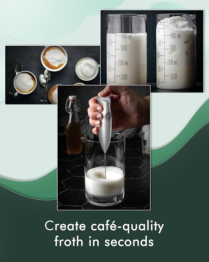 HeyLotie Milk Frother Handheld Frother Wand Drink Mixer Handheld Coffee Stirrers Electric Frother for Coffee Mixer Wand with 2 Whisk frother for protein powder coffee frother handheld-Silver