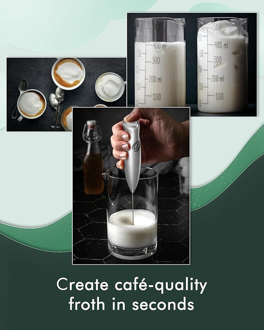 HeyLotie Milk Frother Handheld Frother Wand Drink Mixer Handheld Coffee Stirrers Electric Frother for Coffee Mixer Wand with 2 Whisk frother for protein powder coffee frother handheld-Silver