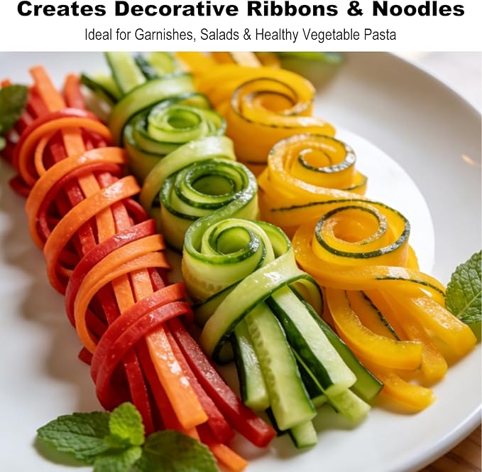 Julienne Peeler Vegetable Peeler and Curler for Kitchen Multifunctional Manual Peelerz for Apple Potato Onion Ribbon Noodle Maker for Easy Precise Cutting