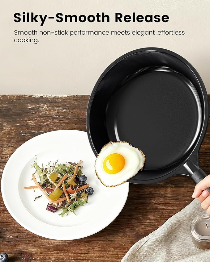 SAMFZ Ceramic Nonstick Frying Pan, Non Toxic Pan for Cooking, 8" 9.5" and 11" Frying Pan Skillet Set PFAS & PTFE & PFOA Free, Dishwasher Safe, Compatible with All Stovetops