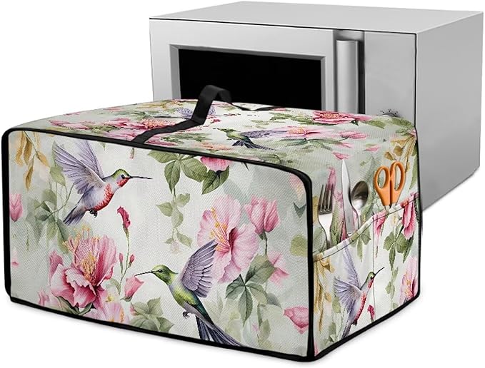 Doojoayie 8 Slice Toaster Cover Hummingbird 8 Slice Small Appliance Covers Stain Resistant & Dustproof Kitchen Appliance Protector Flower Print