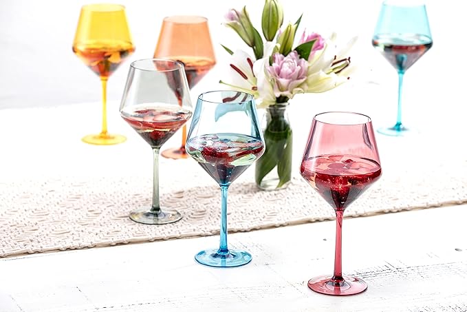 Fortessa Sole Outdoor Shatter Resistant BPA Free Premium Copolyester Plastic Drinkware 6 Pack, Rose Red, Cabernet Glass