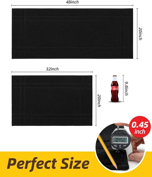 JSEI Kitchen Mats for Floor, Non-Slip Kitchen Rugs, Soft Washable Absorbent Kitchen Mats 2 PCS, Kitchen Runner Rug with TPR Backing, Polyester, 20"x32"+20"x48", Black